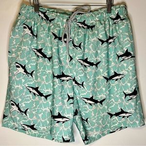 Rainforest Jaws II Quick-dry Swim Trunks Four Way Stretch Water Resistant Aqua L